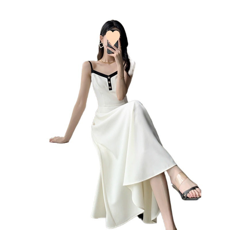 Sling Dress Women's Waist Draping Effect Long Sleeve Short Coat Socialite Suit