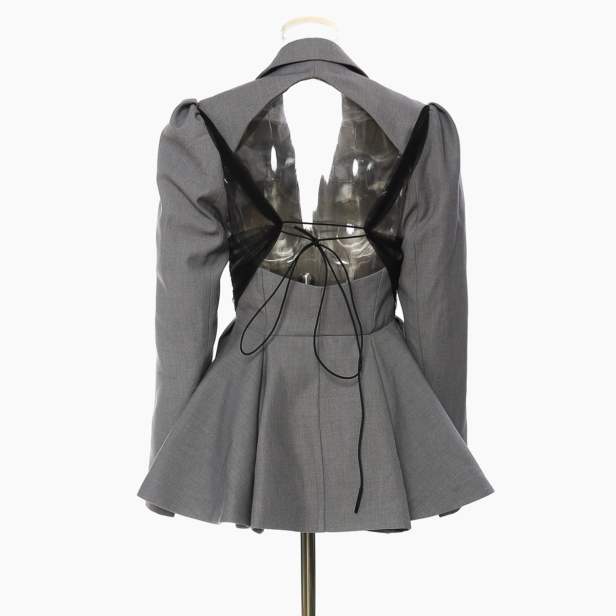 Women's Backless Lotus Leaf Hem Suit Waist Slim Coat