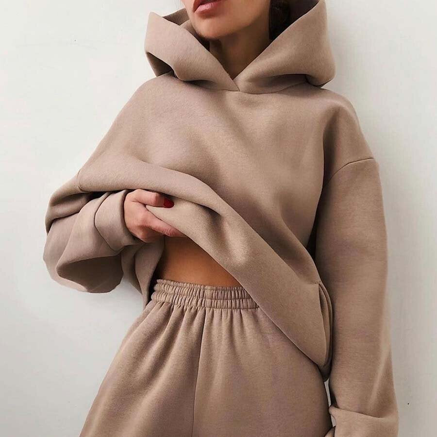 Women's Casual Hooded Sweater Two-piece Suit Clothes Hoodie Tracksuit