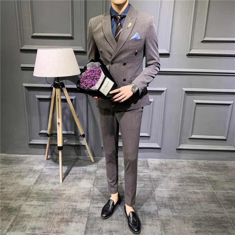 Men's Slim Fit Double Breasted Single Western Formal Dinner Dress Bridegroom Suit Coat