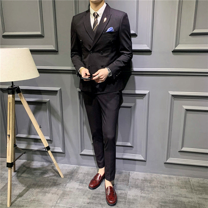 Men's Slim Fit Double Breasted Single Western Formal Dinner Dress Bridegroom Suit Coat