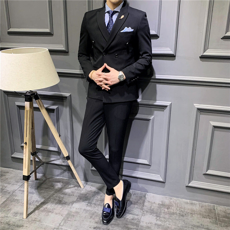 Men's Slim Fit Double Breasted Single Western Formal Dinner Dress Bridegroom Suit Coat