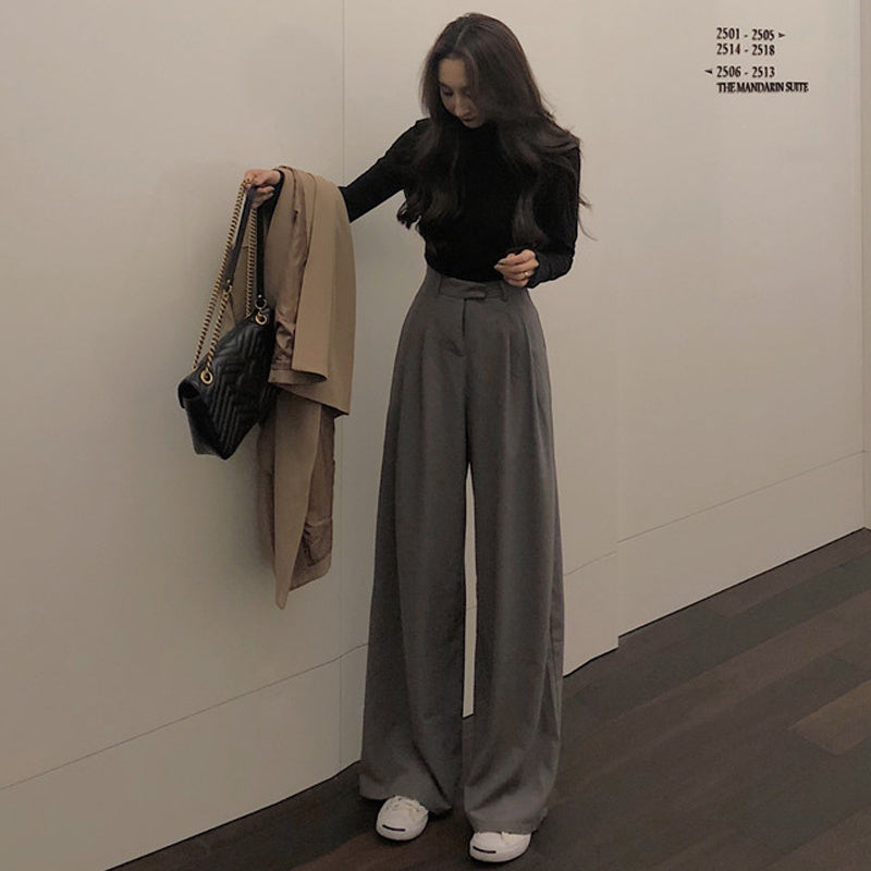 High Waist Drape Suit Pants Thin Retro Casual Pants Loose Straight Pants