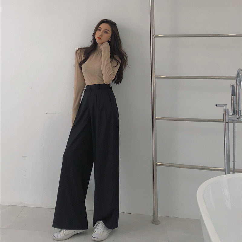 High Waist Drape Suit Pants Thin Retro Casual Pants Loose Straight Pants