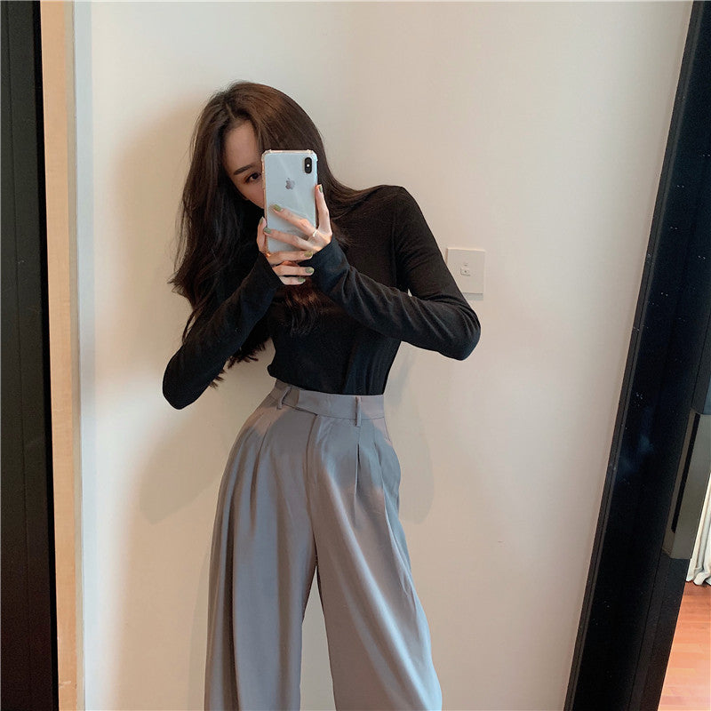 High Waist Drape Suit Pants Thin Retro Casual Pants Loose Straight Pants
