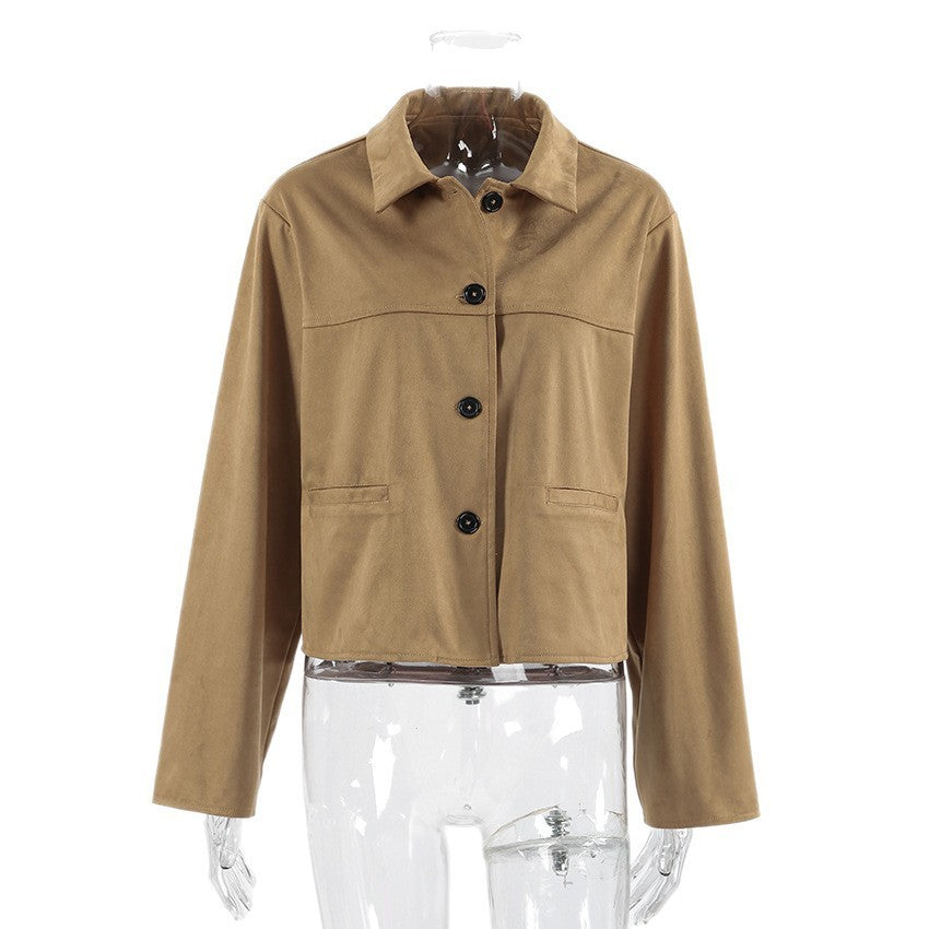 Old Money Style Suede Coat For Women