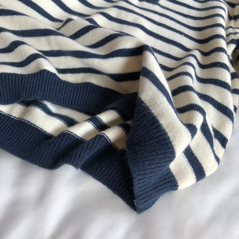 Women's Polo Polo Collar Stripes Sweater Long Sleeve Knitted Top