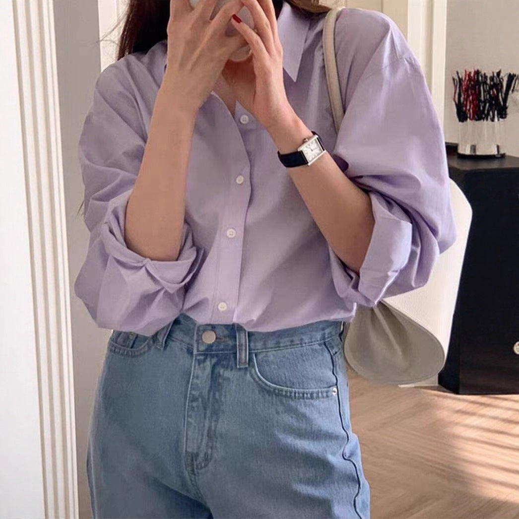 Pure Cotton Loose Long Sleeve Shirt