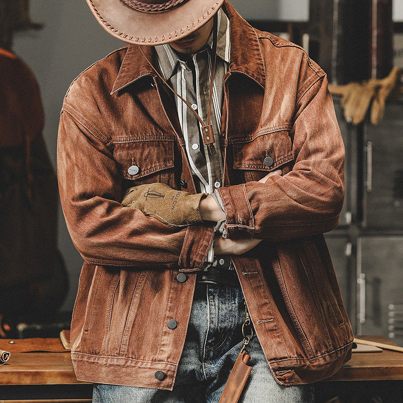 Autumn And Winter Vintage Denim Jacket Men