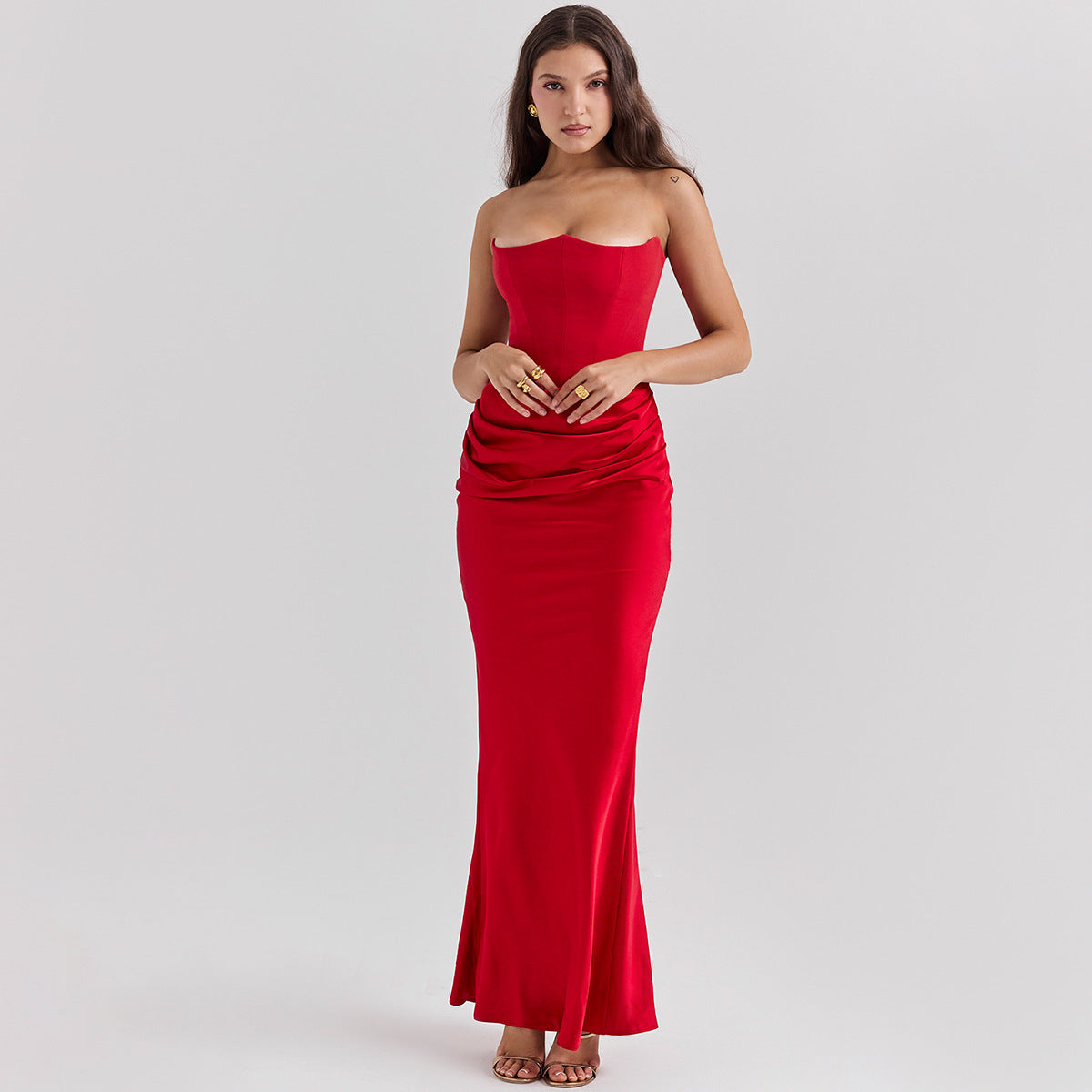 Slim Tube Top Long Dress Fashion Bandeau Backless Party Evening Dresses For Women Clothing