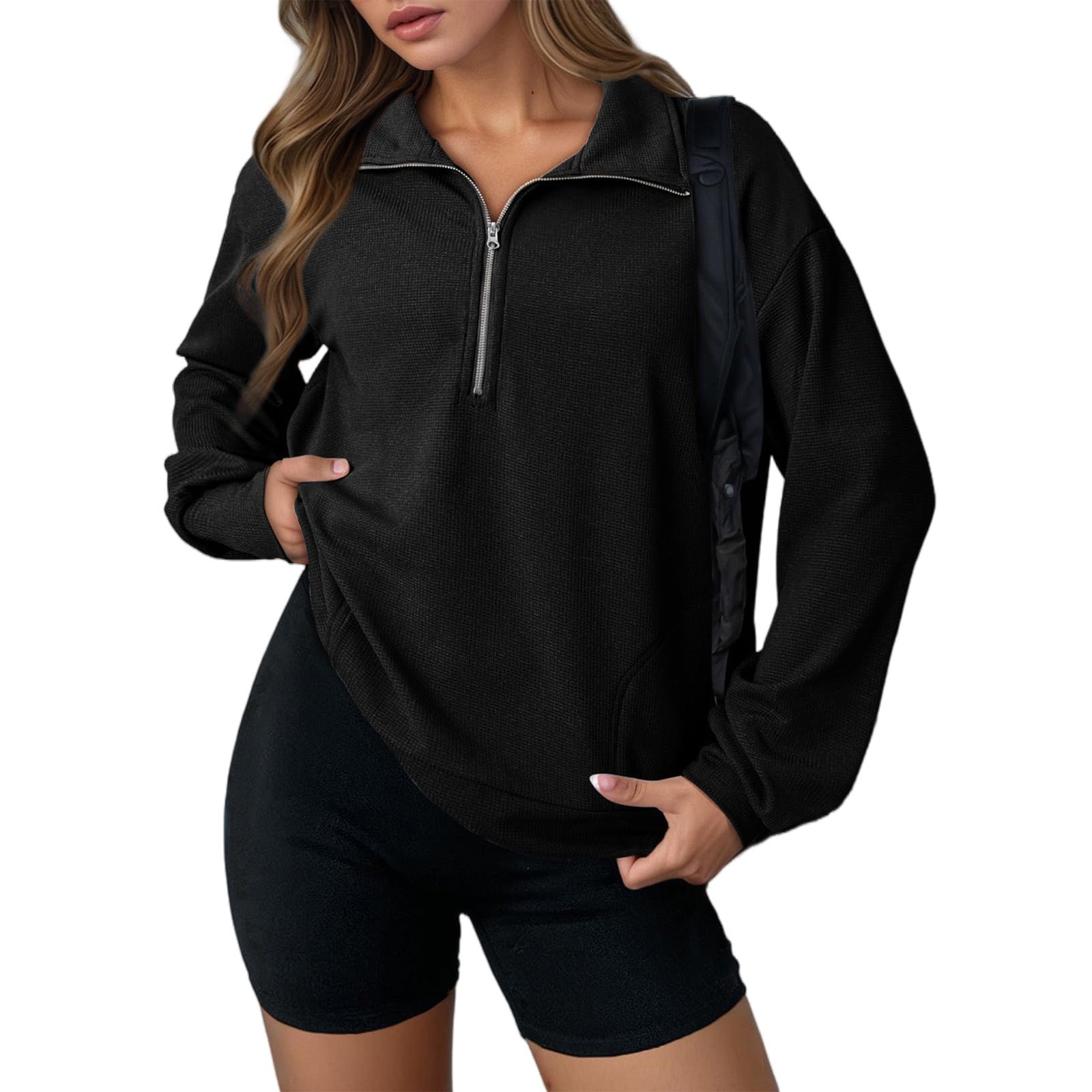 Lapel Sweater Fashion Loose Zip Women's Clothing