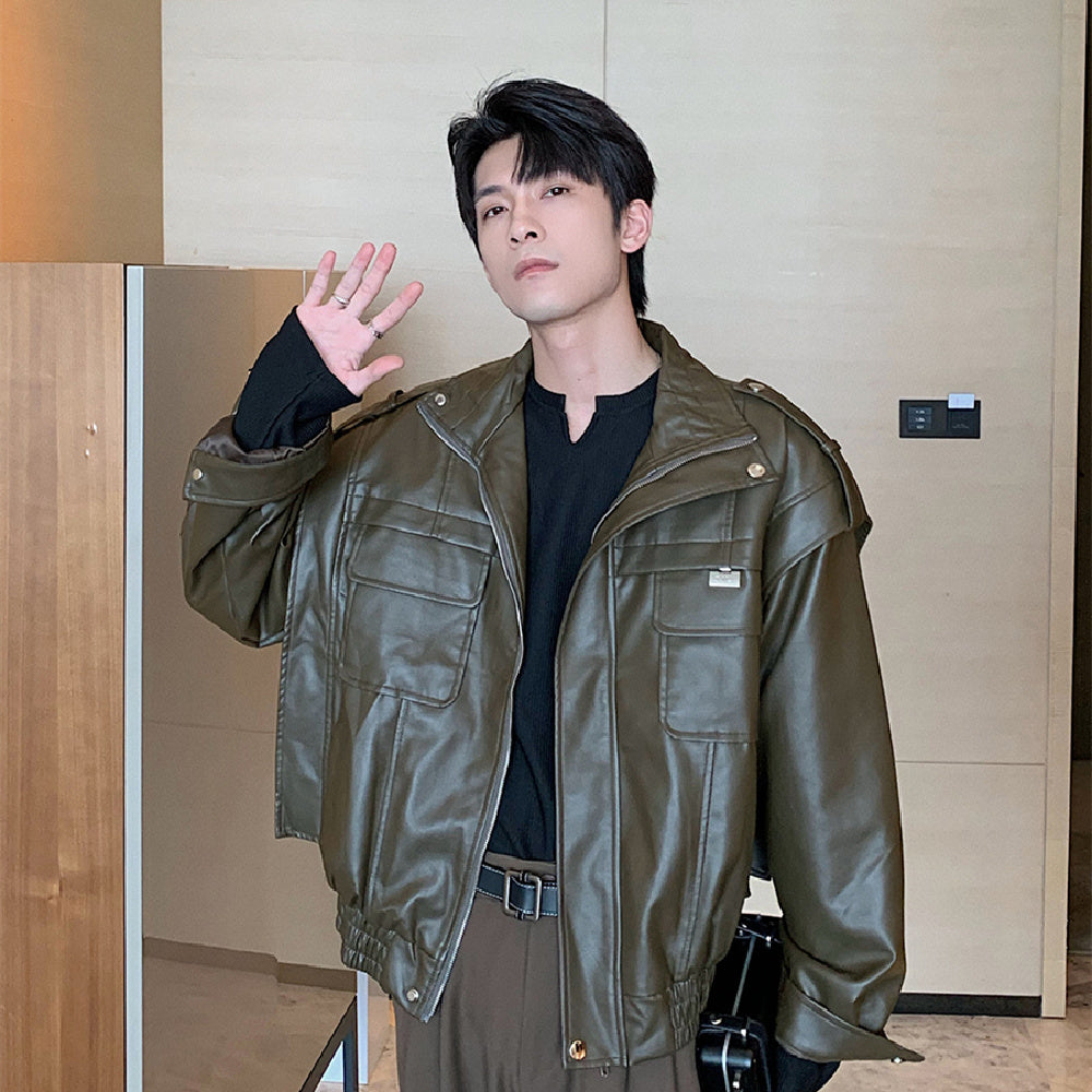 Autumn Winter Leather Jacket Men