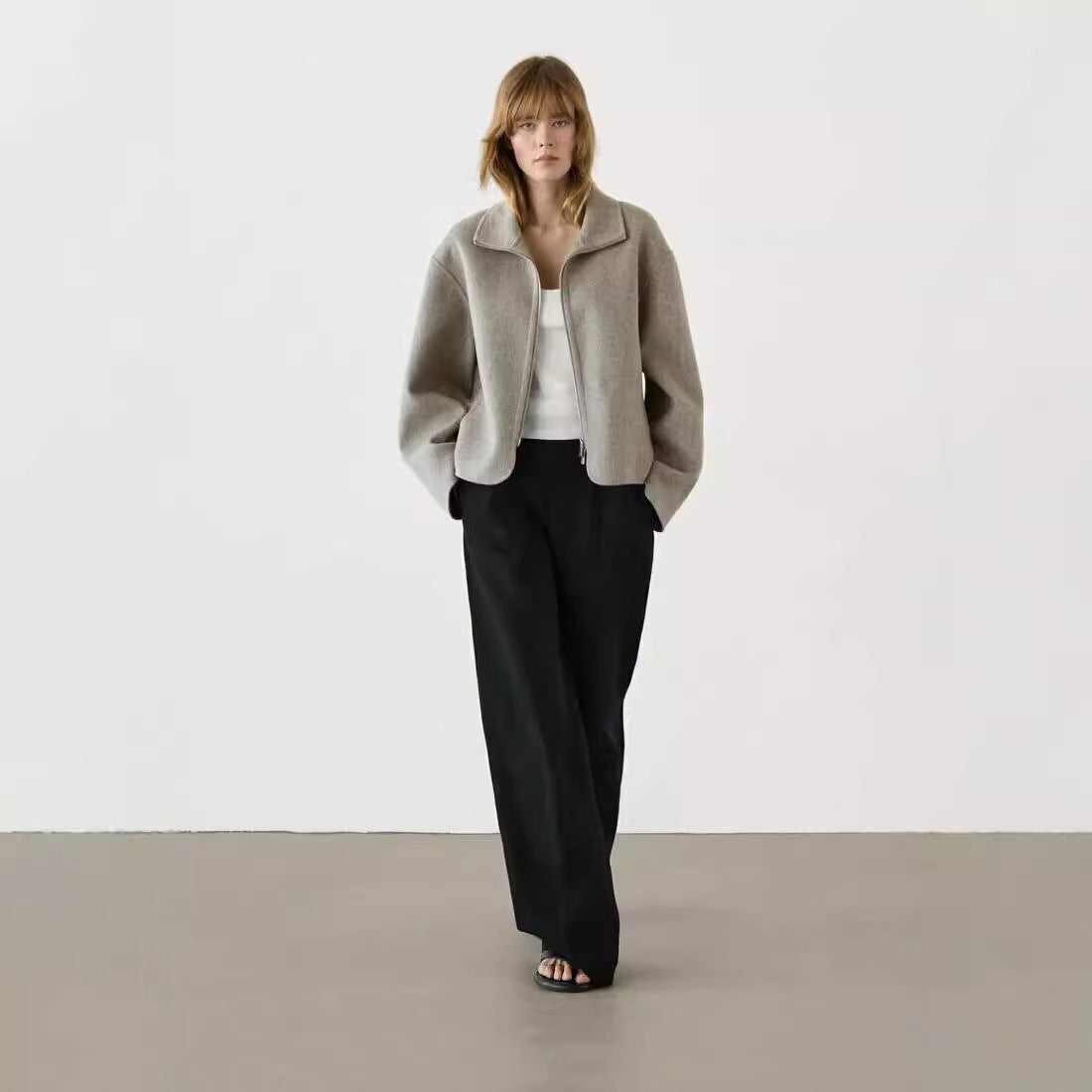 Women's Simple All-match Loose Wool Short Coat