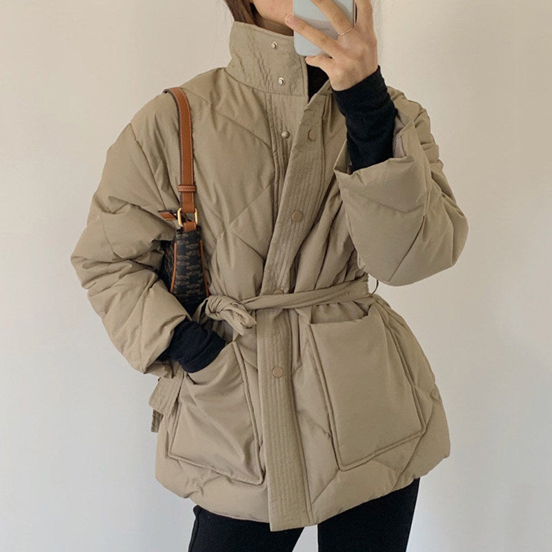 Cotton Jacket With Large Warm Pockets And Waist Waist