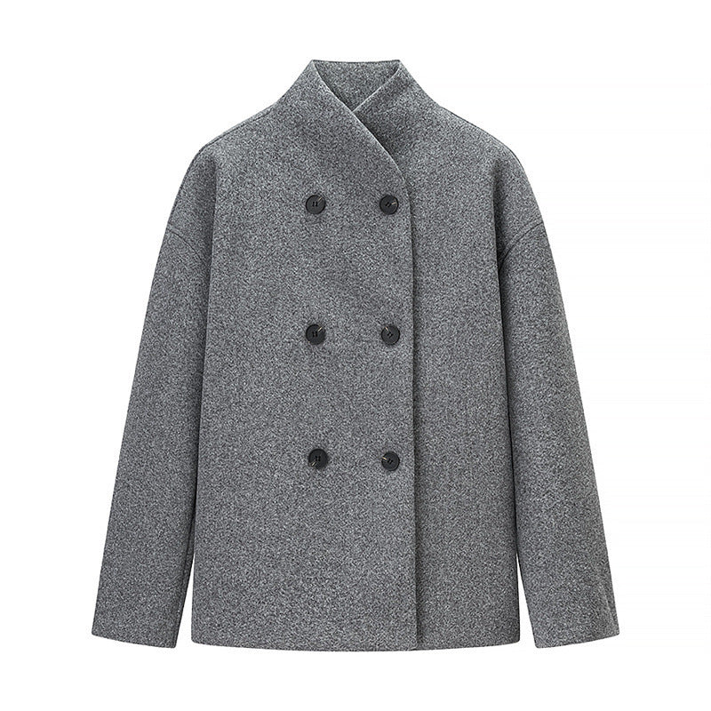 New Women's Clothing Versatile Ins Two-tone Woolen Coat