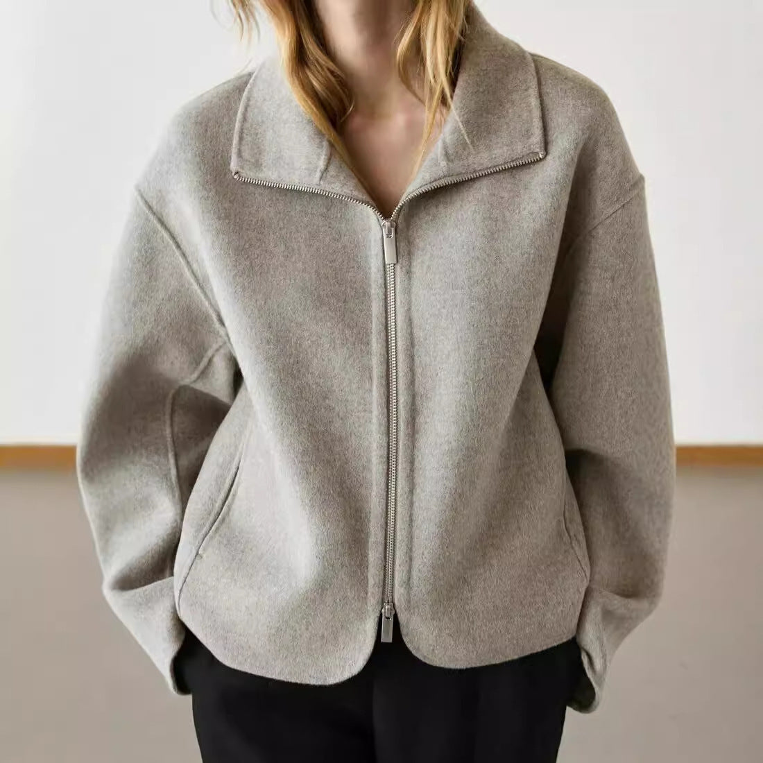Women's Simple All-match Loose Wool Short Coat