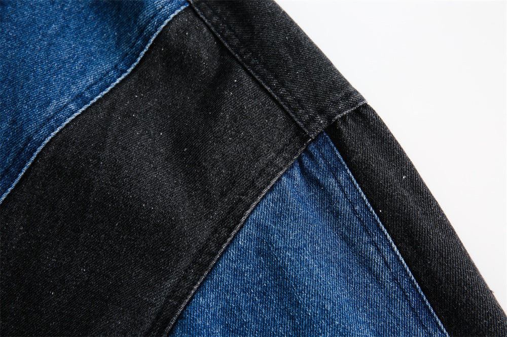 Side Stripe Stitching Loose Denim Jacket Men And Women