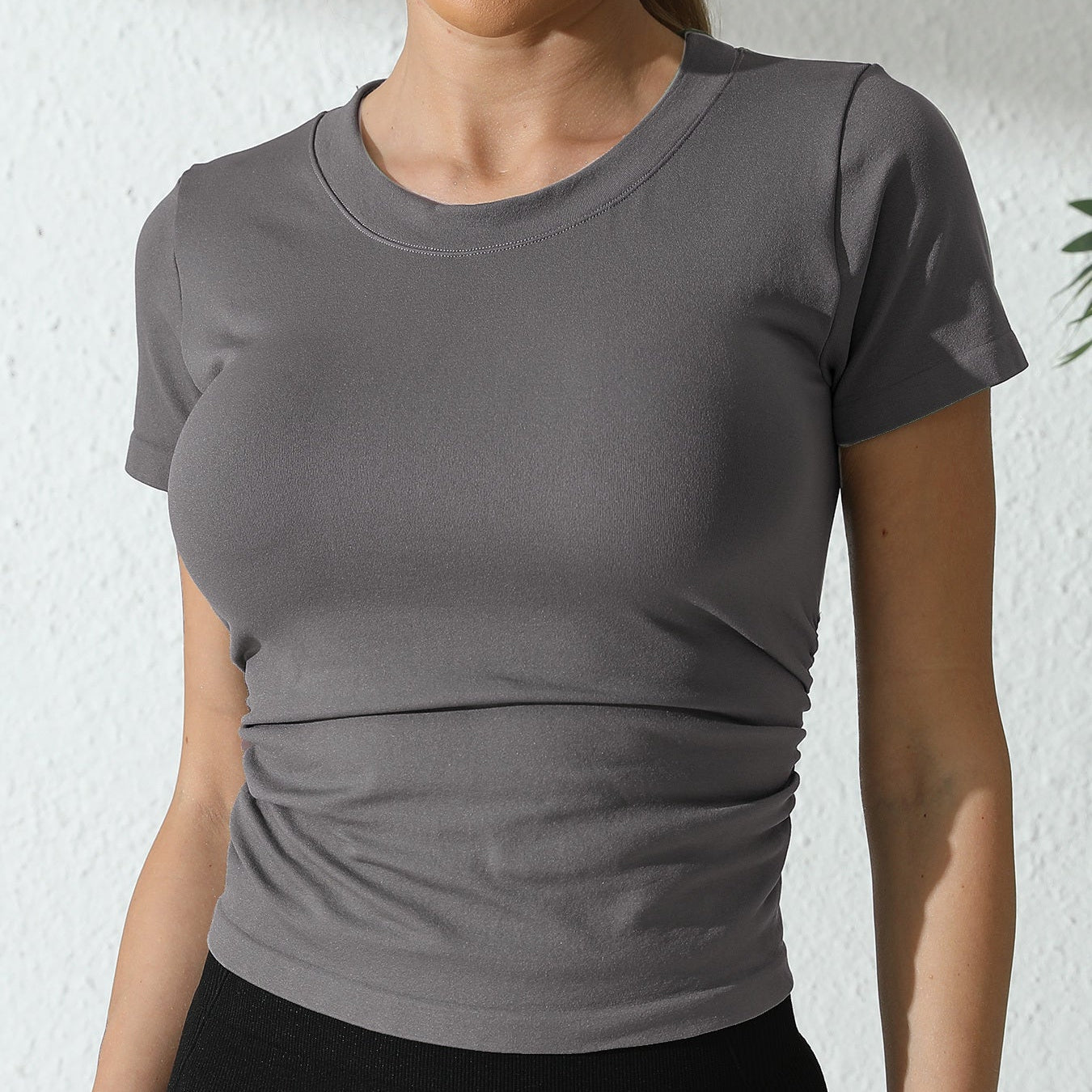 3 Packs Womens' Stretchy Ribbed High Neck Short Sleeve Gym Workout Slim Fitted Casual Full Length Top T-Shirt Perfect For Both Workouts And Casual Outings.