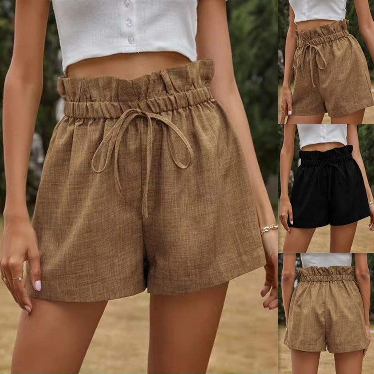 Ladies Casual Comfortable High Waist Tie Loose Wide Leg Pants