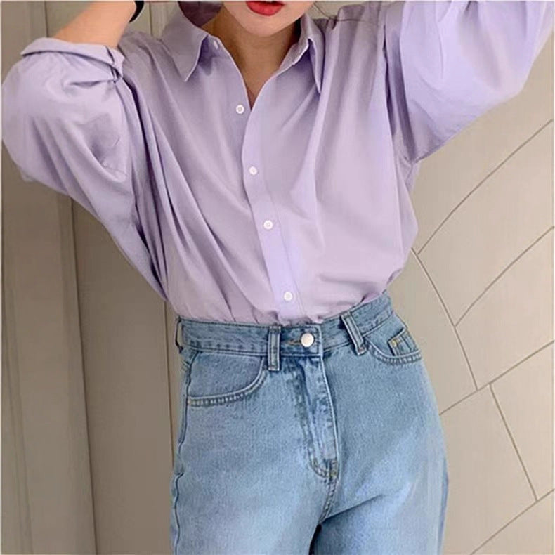 Pure Cotton Loose Long Sleeve Shirt