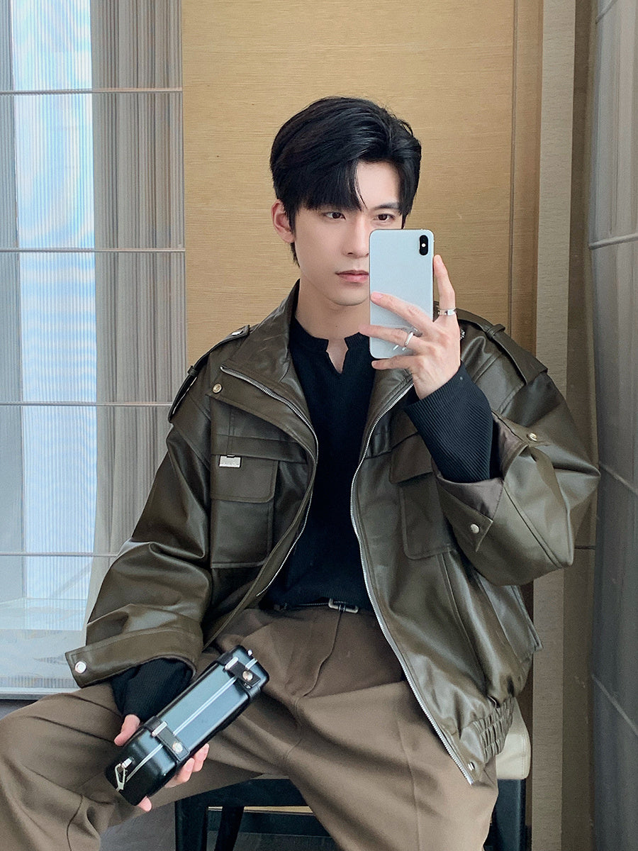 Autumn Winter Leather Jacket Men