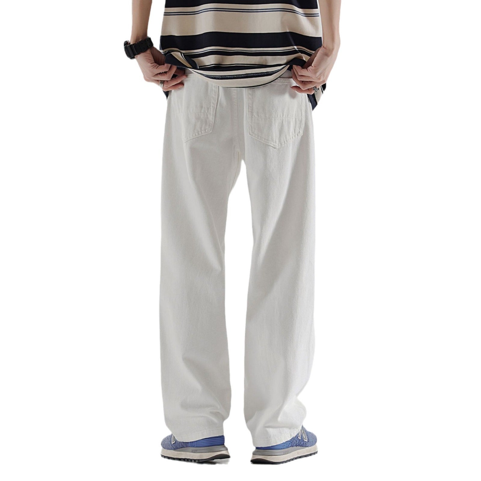 White Loose Straight Jeans For Men