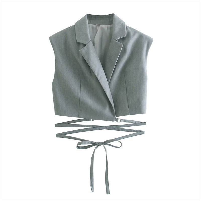 Retro Fried Street Fashion Suit Short Coat Waistcoat High Waist Pleated Skirt