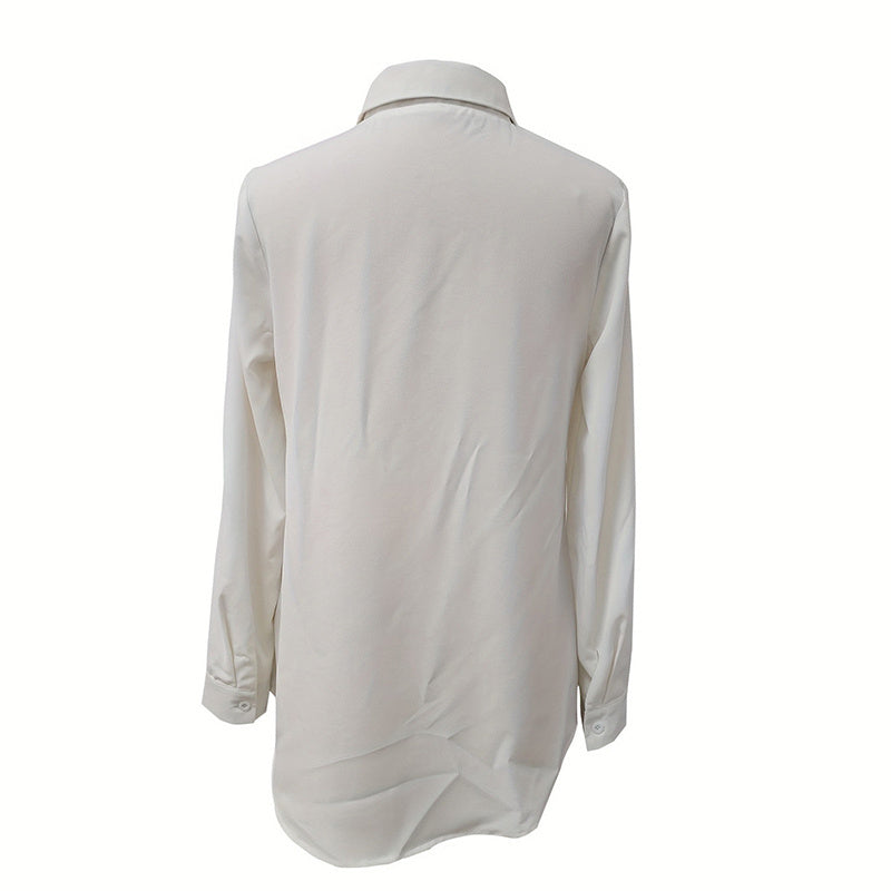 Plus Size Women's Casual Solid Color Lapel Long Sleeve Shirt Spring Autumn Comfort Full Button Office Blouse