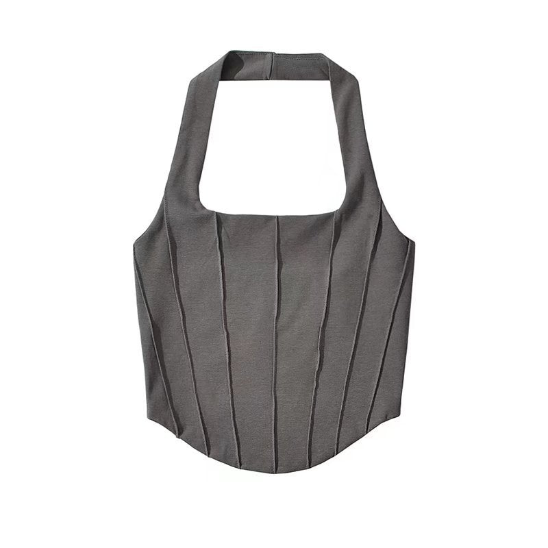 Pure Desire Multicolor Slim Fishbone Halter Camisole Top Women