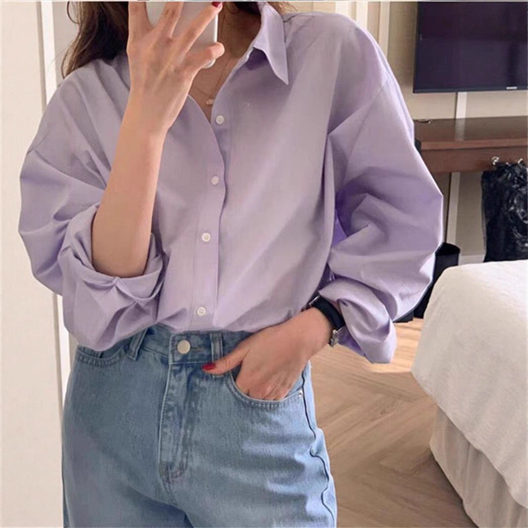 Pure Cotton Loose Long Sleeve Shirt