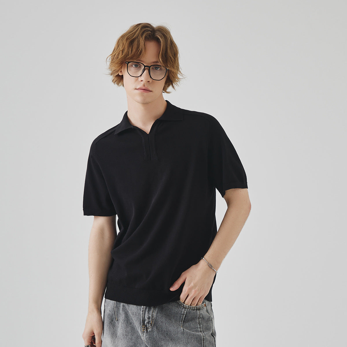 Knitted Short-sleeved Men's Summer Old Money Style Top