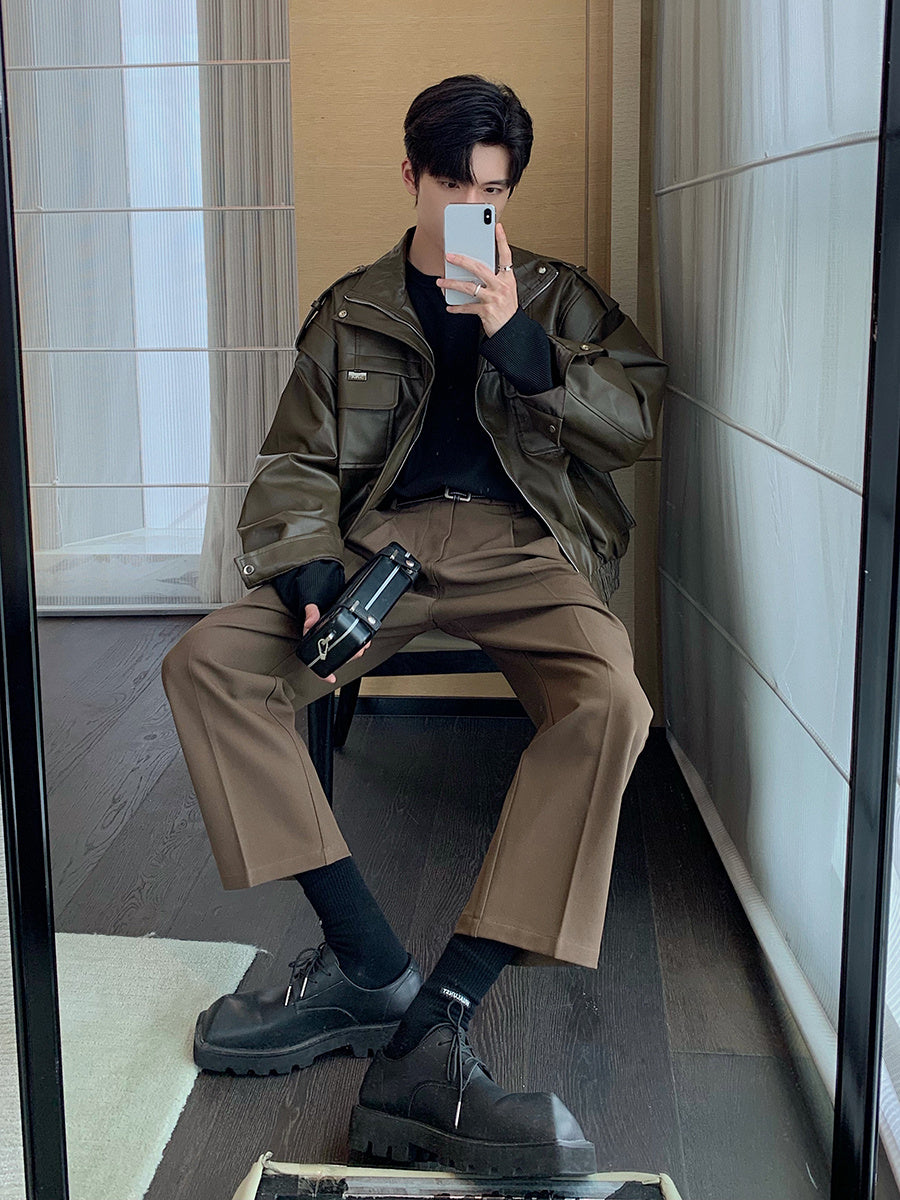Autumn Winter Leather Jacket Men