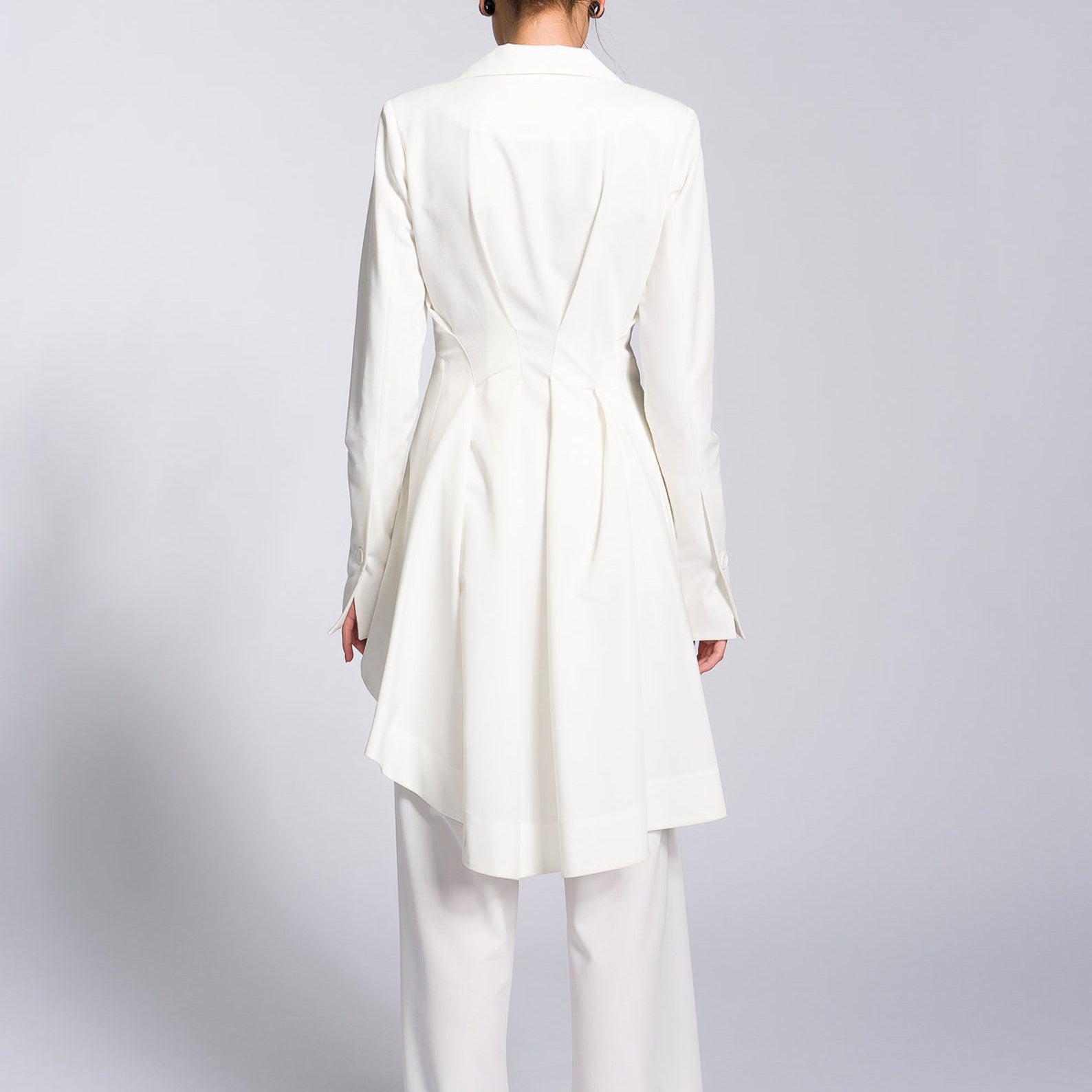 Irregular Hem Jacket & Pants Suit