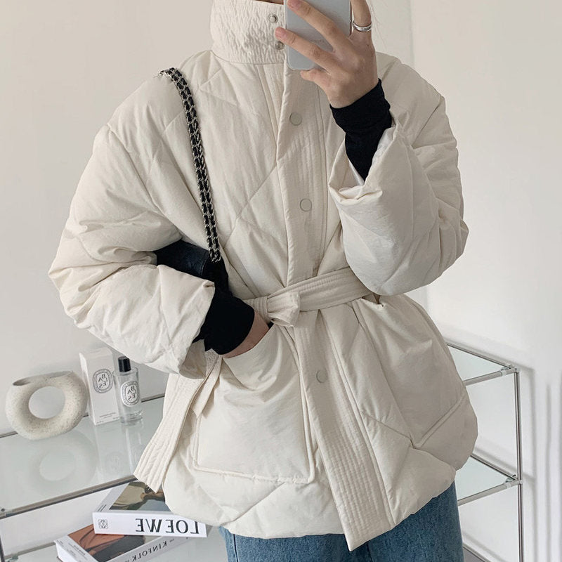 Cotton Jacket With Large Warm Pockets And Waist Waist