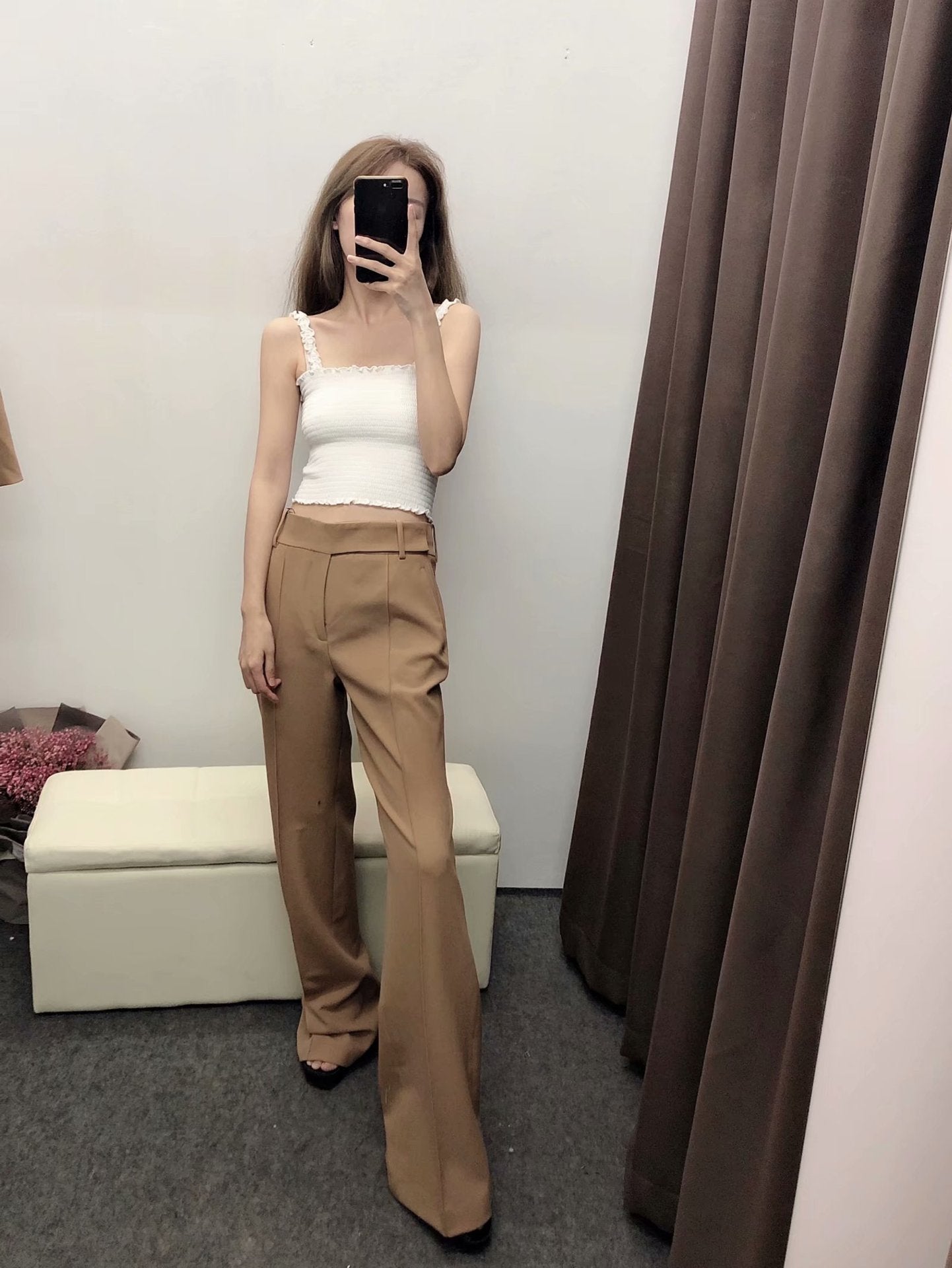 Women's  Slim High-waist Flared Trousers Suit Pants Women