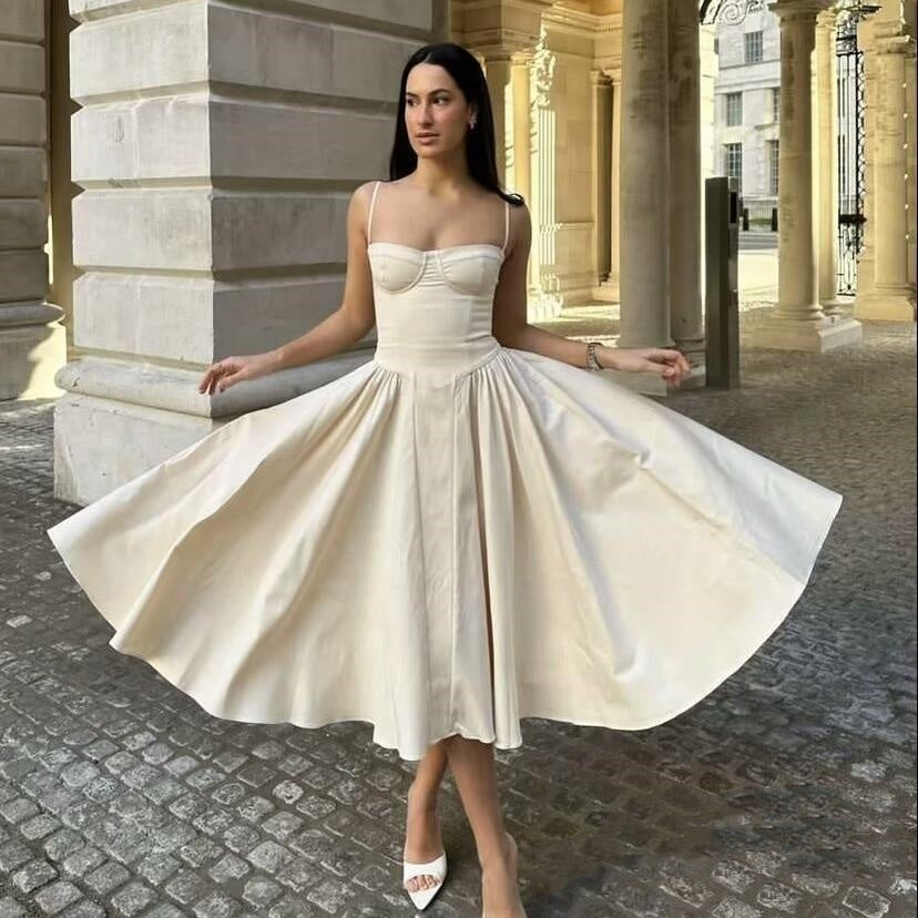 Women's Retro Long Palace Style Dopamine Sling Dress