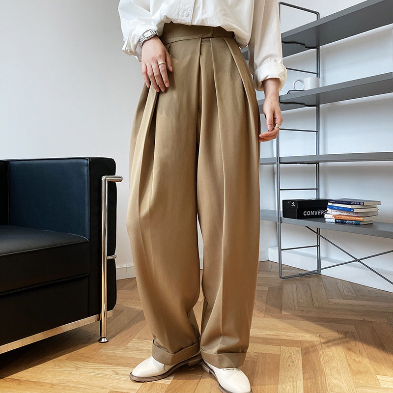Spring And Autumn Loose Wide Leg Mopping Pants Diagonal Placket Pants