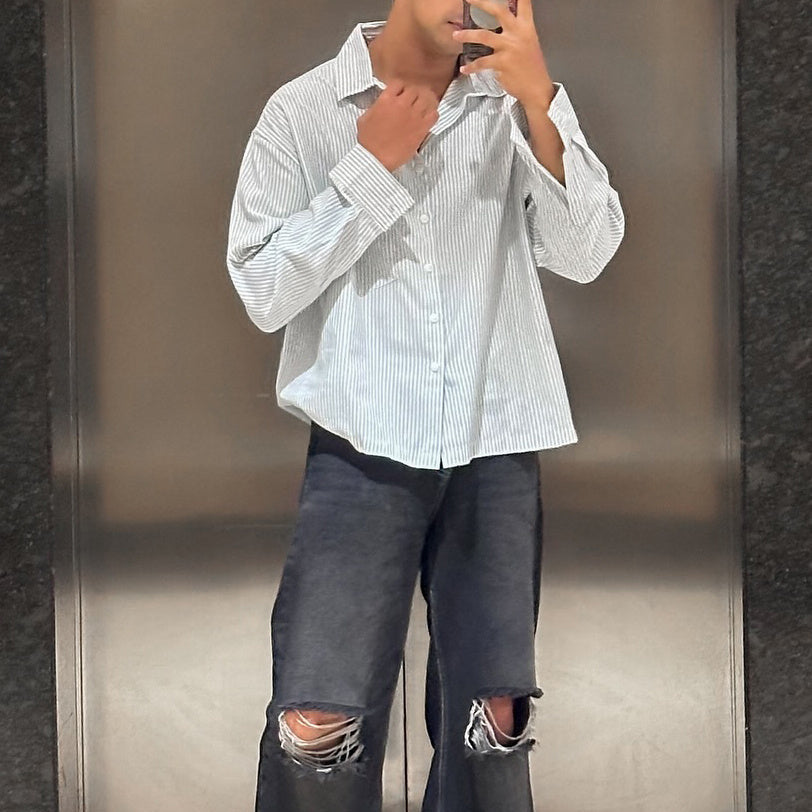 Men's Casual Striped Long-sleeved Shirt