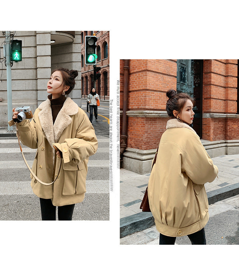 Thickened Rabbit Fur Liner Pie Overcoming Coat