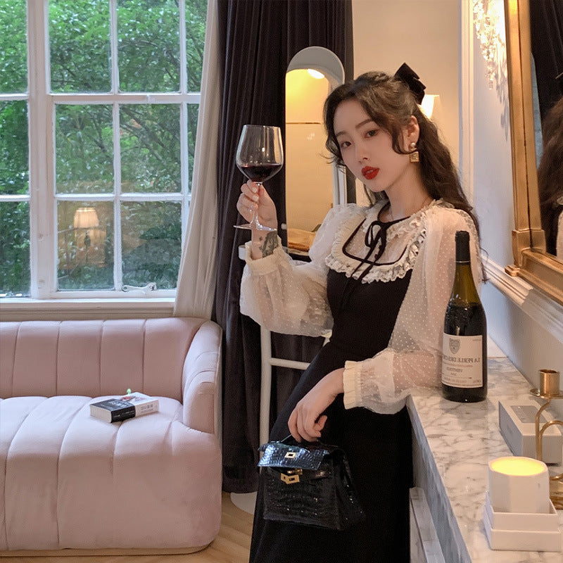 Women's French Fall Long Sleeve Dress
