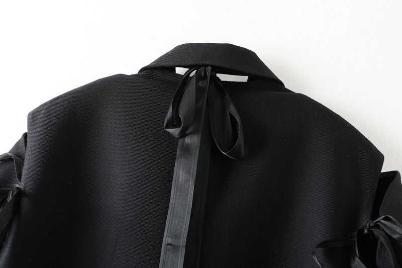 Loose Vintage Lace-Up Blazer Jacket