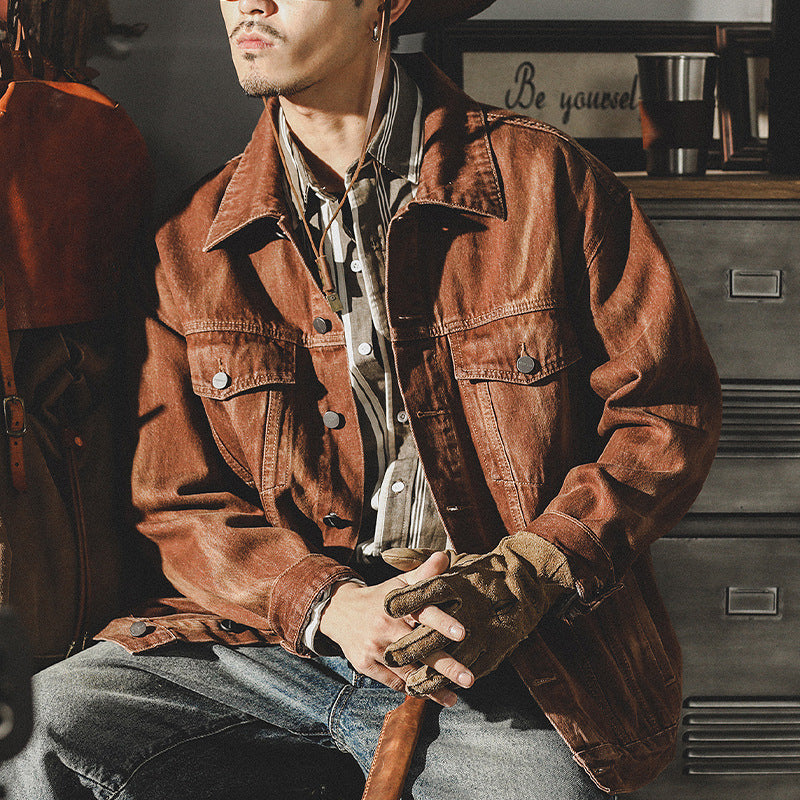 Autumn And Winter Vintage Denim Jacket Men