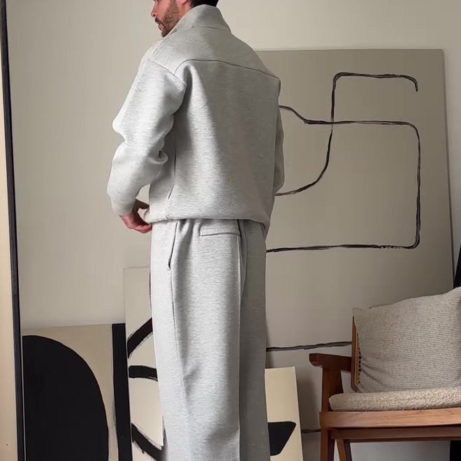 Men's Casual Zip-Up Jacket & Pants Set