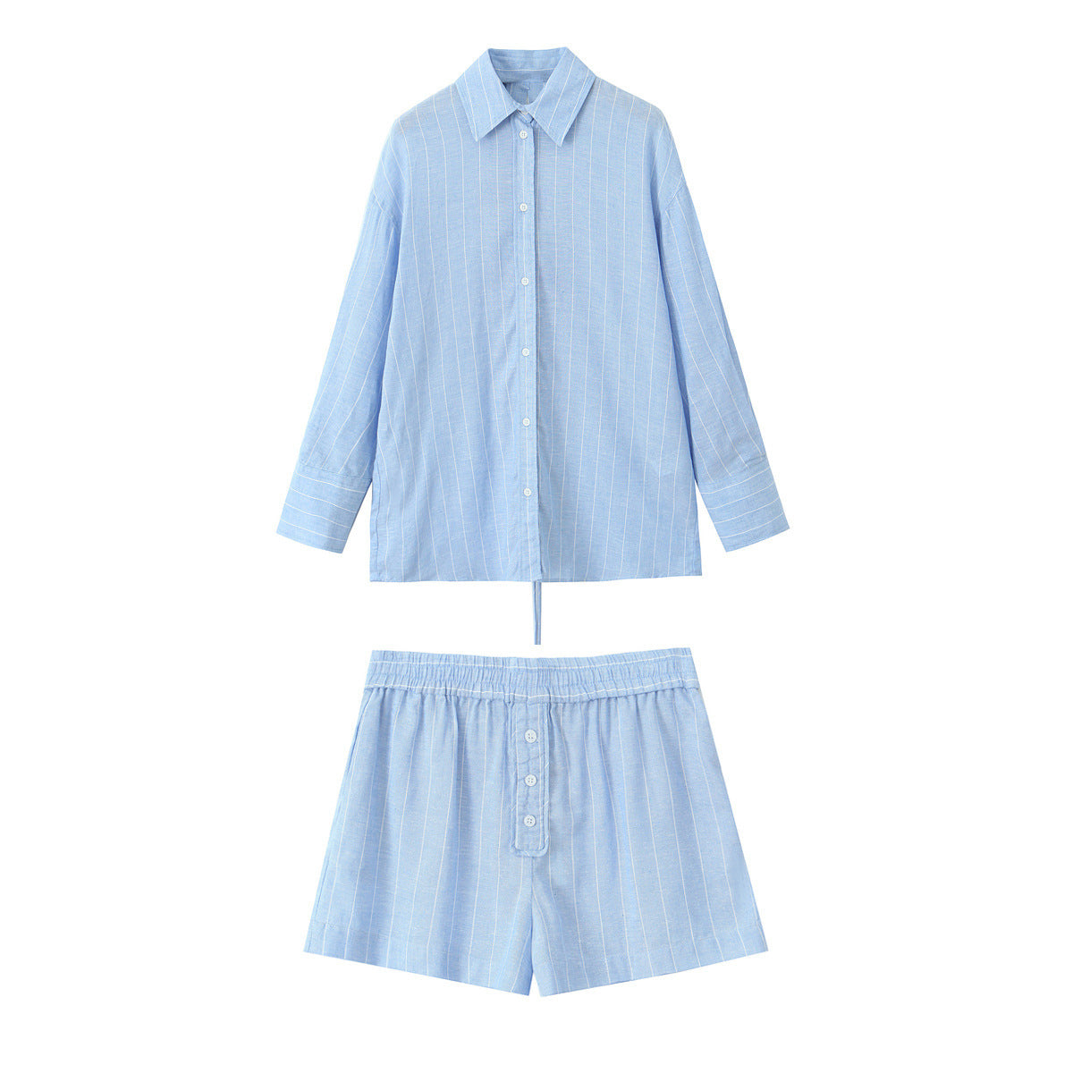 Striped Lapel Long Sleeve Short Casual Pants Suit Women