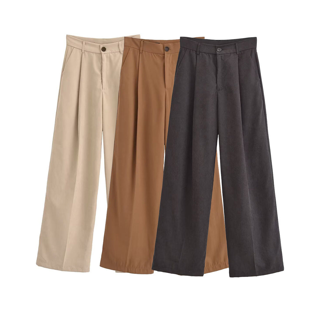 Stylish Simple And Versatile Casual Draping Long Pleated Pants