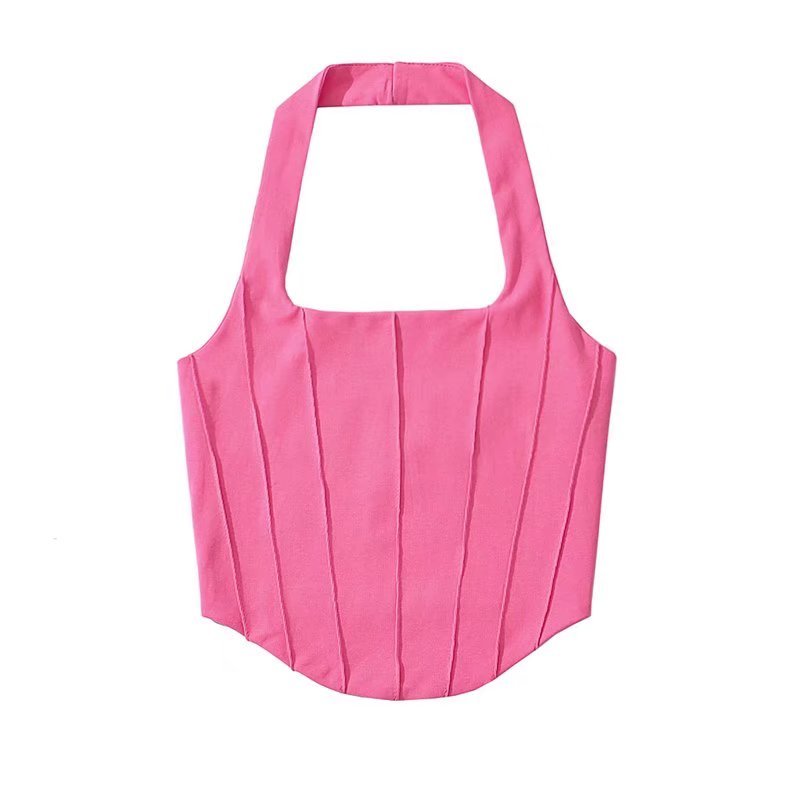 Pure Desire Multicolor Slim Fishbone Halter Camisole Top Women