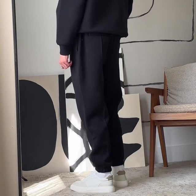 Men's Casual Round Neck Long Sleeve Sweatshirt & Elastic Waist Pants Set