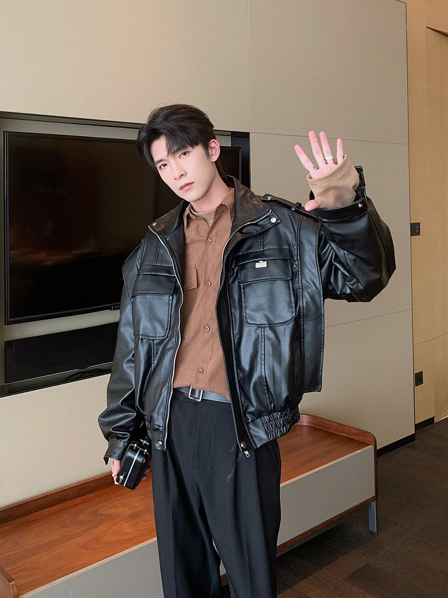 Autumn Winter Leather Jacket Men