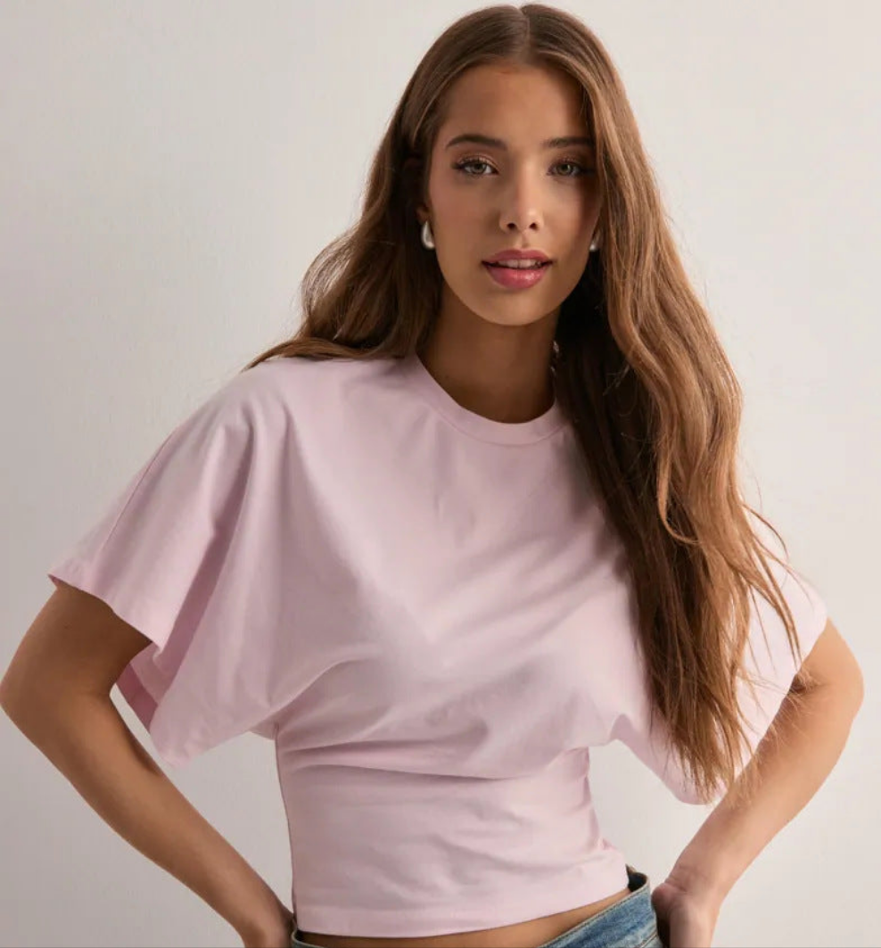 Summer Batwing Sleeve T-shirt Ins Fashion Round Neck Pullover Short-sleeved Tops For Women Clothing