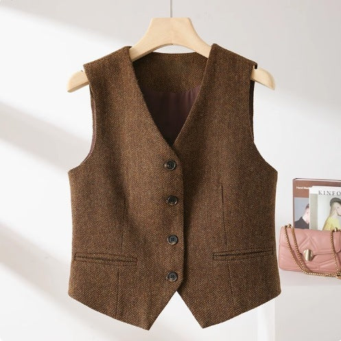 Old Money Style Woolen Vest Female Spring